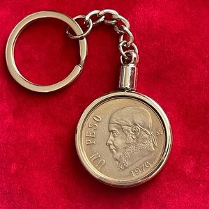 Genuine Mexico peso coin keychain